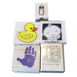 Babies and Children Lot of 5 Wood Mounted Rubber Stamps